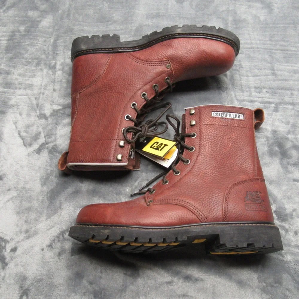Caterpillar Work Boots Mens 13 Brown EH Remington Steel Toe Leather Safety‎ NEW